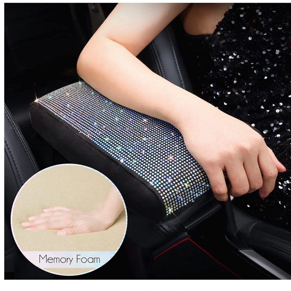 NEW Diamond Auto Center Console Cover, Memory Foam Armrest Cushion Pad - Picture 2 of 5